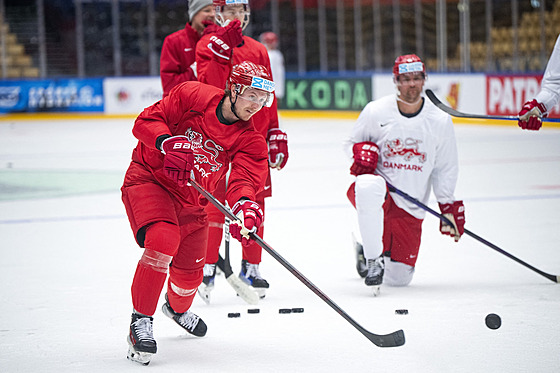 Nick Olesen na tréninku dánské reprezentace.