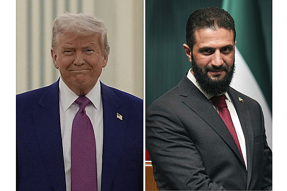 Americký prezident Donald Trump a syrský vdce Ahmad ara.