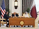 Katarský emír ejk Tamim bin Hamad Sání pivítal amerického prezidenta Donalda...