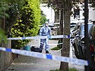 Policejní kordon v Kentish Town, poblí domu britského premiéra Keira Starmera...