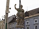 Na kanu Parnas na Zelnm trhu v Brn se vrtila alegorick socha Evropy....