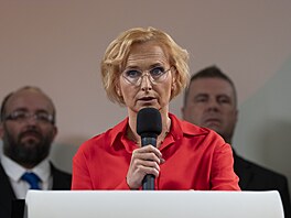 Pedsedkyn KSM Kateina Konená na tiskové konferenci hnutí Stailo!. (16....