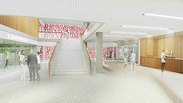 Vizualizace novho pavilonu B za 3,5 miliardy s urgentnm pjmem ve Fakultn nemocnici Olomouc. Jeho stavba zaala vloni a hotovo m bt v roce 2028.