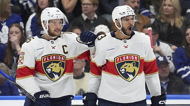 Seth Jones a Aleksander Barkov slav branku.