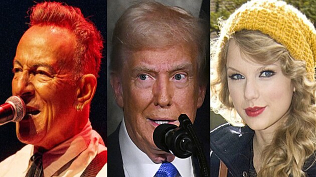 Zleva: Bruce Springsteen, Donlad Trump, Taylor Swift