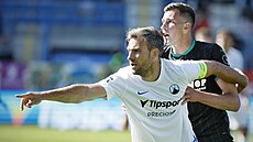 Liberecký kapitán Michael Rabuic bhem utkání s Bohemians.