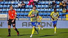 Stanislav Petruta ze Zlína bhem utkání s Vykovem.