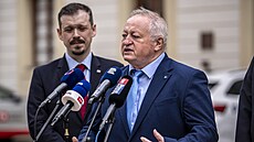 Vladimír Votápek (Piráti) na tiskové konferenci po návtv prezidenta Petra...