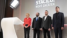 Pedsedkyn KSM Kateina Konená na tiskové konferenci hnutí Stailo! spolen...