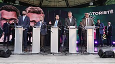 Motoristé na praském ofín zahájili kampa do snmovních voleb. Na snímku...
