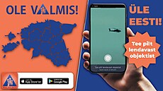 Leták k estonské mobilní aplikaci pro vasné varování ped vzdunými hrozbami