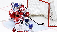 David Pastrák obehrává dánského brankáe Frederika Dichowa a zaizuje tetí...