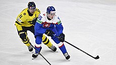 Dalibor Dvorský se sna�í odpoutat od Mikaela Backlunda.