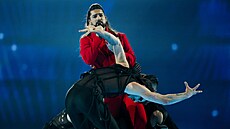Princ na druhém semifinále Eurovision Song Contest v Basileji (15. kvtma 2025).