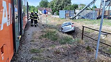 U nehody spolupracovala také profesionální jednotka hasi z Vodan s...