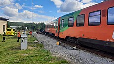 Na pejezdu v Kájov se stetl osobní vlak se kodou Fabia. (19. kvtna 2025)