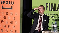 Premiér Petr Fiala v jihlavském kin Dukla, kde byla první zastávka...