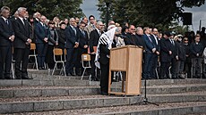 Tradiního pietního aktu v Terezín se zúastnil i prezident Petr Pavel. (18....