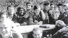 Kurt Knispel v roce 1943 bhem oslavy. Na snímku 1. rota 503. praporu.