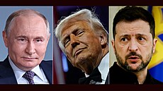 Zleva: Vladimir Putin, Donald Trump, Volodymyr Zelenskyj