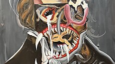 The Fish Viscount in the Streams of Blue Blood, 120 x 100 cm, olej a akryl na...