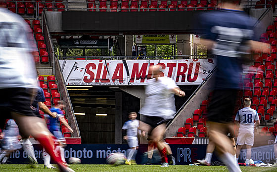 Pohled na tribuny Fortuna Areny pi fotbalovém turnaji partner SK Slavia Praha.