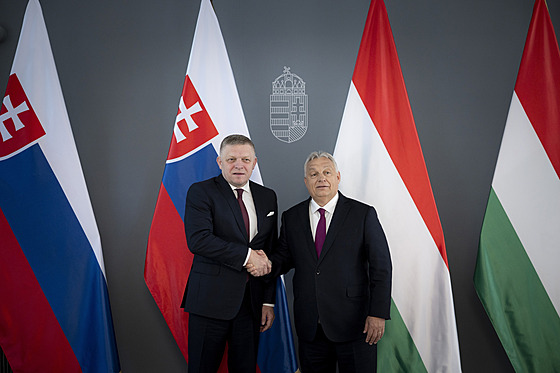 Slovenský premiér Robert Fico a maarský premiér Viktor Orbán (29. kvtna 2025)