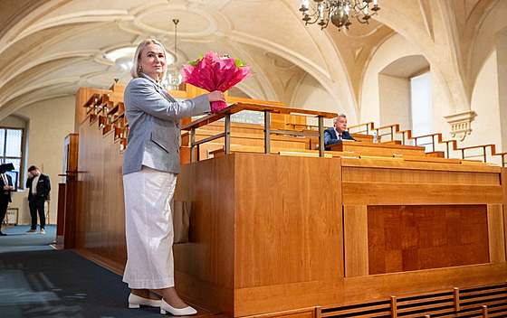 Ministryn obrany Jana ernochová v Senátu (21. kvtna 2025)
