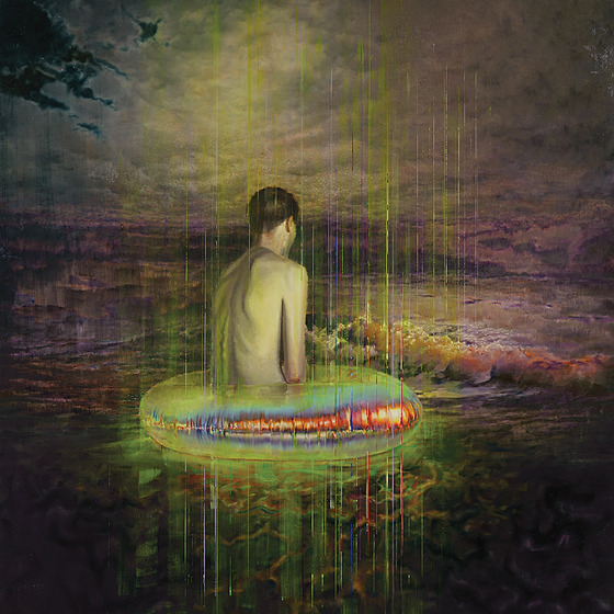Attila Szcs, Boy with Fluorescent Swim Ring, olej na plátn, 210 x 200cm. 2024.