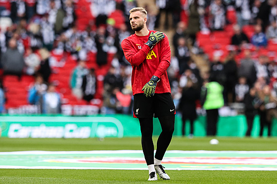 Vítzslav Jaro na pedzápasové rozcvice Liverpoolu.