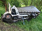 K nehod dodvky dolo vera u Sobotna na umperku. Auto skonilo zcela...