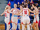eské basketbalistky se bhem turnaje FIBA Womens EuroBasket v Brn stetnou s...