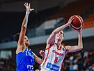 eské basketbalistky se bhem turnaje FIBA Womens EuroBasket v Brn stetnou s...