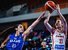 eské basketbalistky se bhem turnaje FIBA Womens EuroBasket v Brn stetnou s...