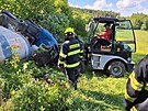 Hasii zasahovali u nehody mixu s betonem u Vtn na Krumlovsku.