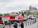 Policie a hasii e ped Rudolfinem v Praze nik plynu. (20. kvtna 2025)