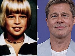 Herec Brad Pitt jako dít a v souasnosti