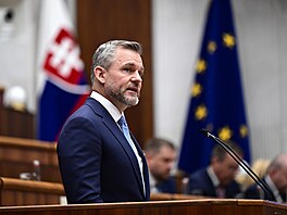 Slovenský prezident Peter Pellegrini v Národní rad� (28. kv�tna 2025)