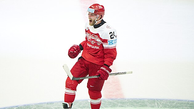 Nikolaj Ehlers oslavuje gl ve tvrtfinle proti Kanad.