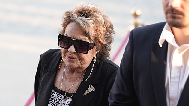 Hereka Jiina Bohdalov s vnukem Vojtchem Staem pichz na rozluku s Jim Bartokou. (20. kvtna 2025)