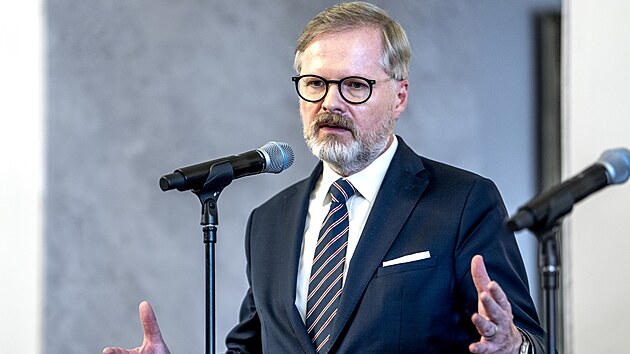 Premiér Petr Fiala po jednání nejvy��ích ústavních �initel� na Pra�ském hrad�