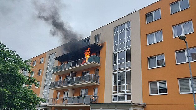 Byt v Trnov zachvtily plameny. Evakuovno bylo pes deset lid vetn dt (25. kvtna 2025)