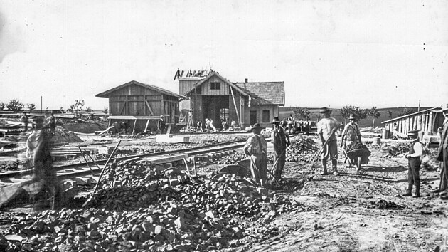 Stavba vtopny ve stanici Poln, 1904. GPS: 49.4874925N, 15.7036367E