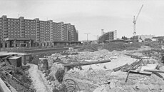 Rozsáhlé stavenit v prostoru bývalého Horního pedmstí. Rok 1972