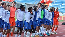 Fotbalisté rezervního týmu Baníku Ostrava se po výhe nad Spartou Praha B...