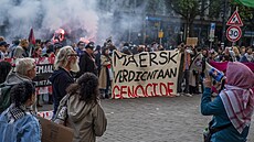 Protest proti pevozu zbraní do Izraele pes nizozemský Rotterdam vyústil v...