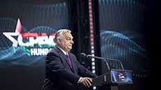 Ma�arský premiér Viktor Orbán na konferenci CPAC v Budape�ti (29. kv�tna 2025)