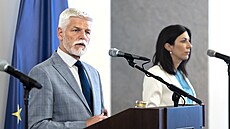 Prezident Petr Pavel a pedsedkyn Snmovny Markéta Pekarová Adamová po jednání...