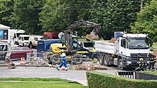 Policie a hasii eí ped Rudolfinem v Praze únik plynu. (20. kvtna 2025)
