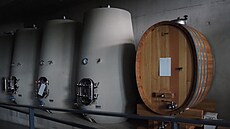Ve vina�ství Lahofer si lze prohlédnout i víno v betonových �sudech�.